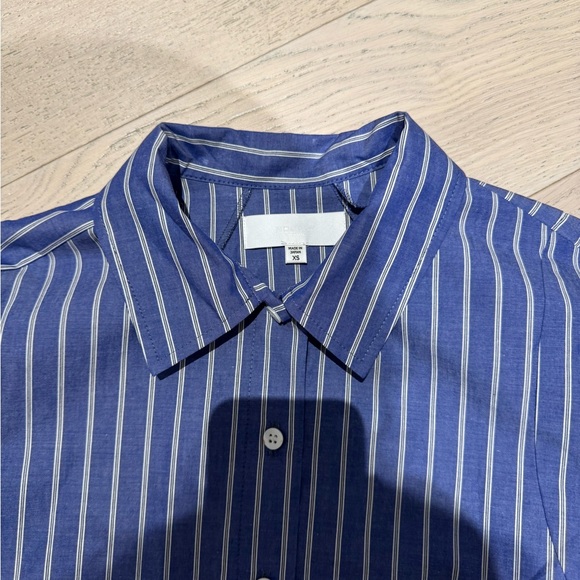 Mousy Vintage Blue Striped Cropped Button-Up Shirt - Picture 2 of 3